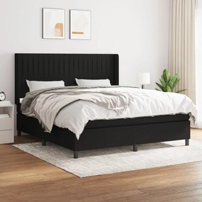 vidaXL Cama com molas/colchão 180x200 cm tecido preto