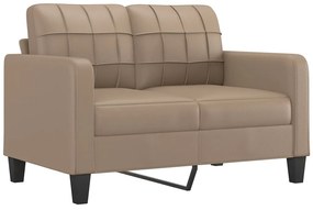 Sofá 2 lugares + almofadas 120 cm couro artificial cappuccino