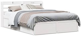 Estrutura de cama com cabeceira 160x200 cm pinho maciço branco