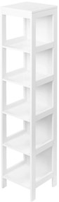 kleankin Estante para Casa de Banho de 5 Níveis Móvel Auxiliar de Armazenamento Anti-Tombamento 30x30x140cm Branco