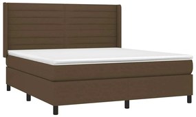 Cama box spring c/ colchão/LED 180x200cm tecido castanho-escuro