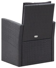 6 pcs conjunto lounge de jardim c/ almofadões vime PE preto