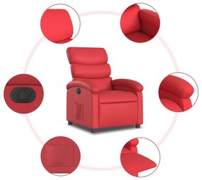 Poltrona reclinável elétrica couro artificial vermelho