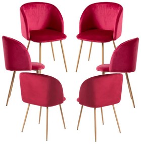 Pack 6 Cadeiras Velt Veludo - Vermelho