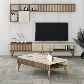 Conjunto de Mobiliário de Sala Milan – Nogueira Travertino – Múltiplas