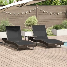 vidaXL Espreguiçadeiras 3 pcs Castanho 40 x 40 x 40,5 cm vime PE