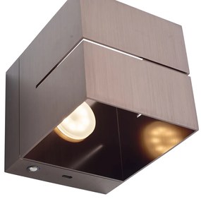 Candeeiro de Parede Bronze Escuro Incl. LED e Dimmer de Toque Recarregável - Joris Groove Moderno