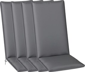 Outsunny Conjunto 4 Almofadas para Cadeira de Exterior com Fixadores e Tira Ajustável Upf50+ 124x50x5 cm Cinza | Aosom Portugal