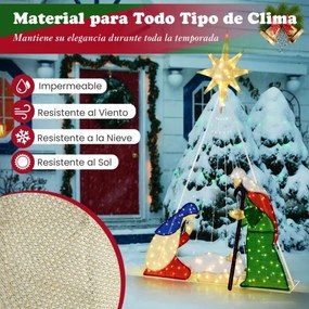 Presépio de Jesus iluminado com 240 luzes LED e 6 modos de iluminação para interior e exterior, com 1,8 m
