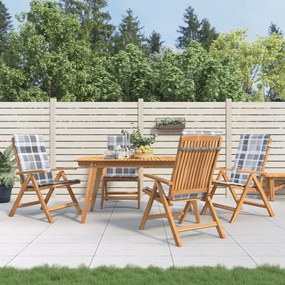 vidaXL Cadeiras de jardim reclináveis c/ almofadões 4 pcs teca maciça