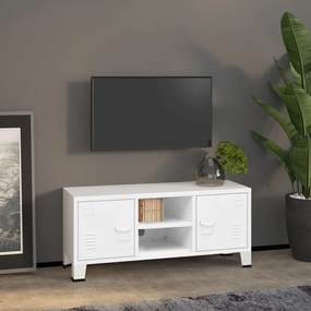 vidaXL Móvel de TV industrial 105x35x42 cm metal branco