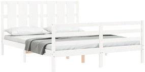 Estrutura de cama com cabeceira 160x200 cm madeira maciça