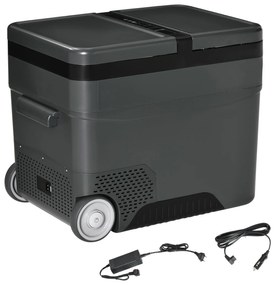 Outsunny Geleira Elétrica de Compressor Portátil 45L Geleira de Carro 12/24V CC com Temperatura de 10℃ a -22℃ 63,2x42x50,8cm Cinza | Aosom Portugal