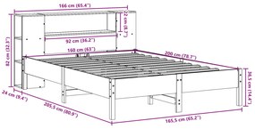 Cama com estante sem colchão 160x200 cm pinho maciço