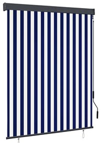 Estore de rolo para exterior 140x250 cm azul e branco