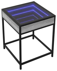 Mesa de cabeceira c/ LED Infinity 40x40x51 cm cinzento sonoma