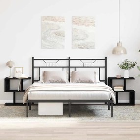 Cabeceira vidaXL 2 pcs Carvalho Preto 50x30x51,5 cm Madeira de Engenharia