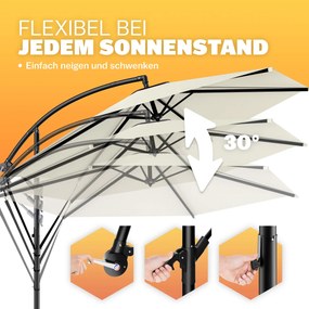 Guarda-sol cantilever em alumínio Ø330cm Proteção UV 80+ creme