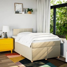 Cama boxspring com colchão 120x190 cm tecido cor creme