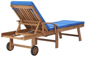 Espreguiçadeiras c/ almofadões 2 pcs madeira teca maciça azul