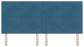 Cabeceira vidaXL Botões Estofada Azul Escuro 200 cm Veludo
