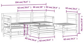 6 pcs conjunto sofás de jardim madeira de pinho maciça