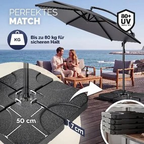 Conjunto completo de guarda-sol de 300 cm, incluindo 4 pesos e capa de proteção Antracite