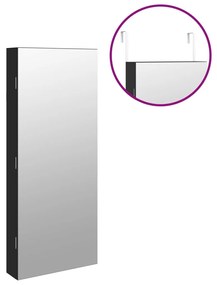 Móvel para joias de parede espelhado com luzes LED preto