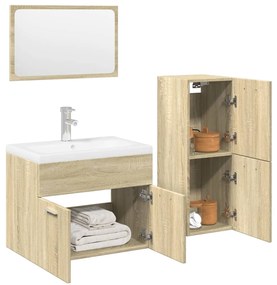 vidaXL 3 pcs conj. móveis casa banho derivados madeira carvalho sonoma