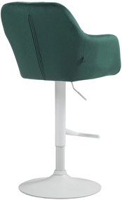 Banco de bar Natoma em veludo com estrutura branca 97-118 x 57 x 59 cm Verde