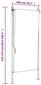 Estore de rolo exterior 100x270 cm tecido/aço laranja e branco