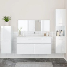 vidaXL 4pcs conj. móveis casa banho derivados madeira branco brilhante