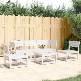 5 pcs conjunto de sofás de jardim madeira pinho maciça branco
