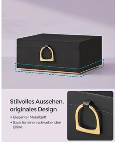 Caixa para joias com 2 níveis divisórios 20,5 x 24 x 11 cm Preto