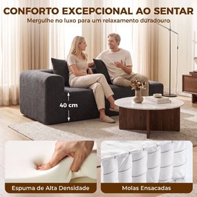 Sofá de 2 Lugares em Chenille com 2 Almofadas Assento com Molas sem Montagem 171,5x91,5x83 cm Cinza Escuro