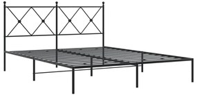 Estrutura de cama em metal com cabeceira 150x200 cm preto