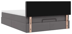 Cama otomana com colchões &amp; LEDs 140x200 cm couro artificial