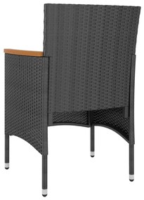 4 pcs conjunto de cadeiras e bancos de jardim vime PE preto