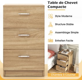 Mesa de cabeceira com 3 gavetas