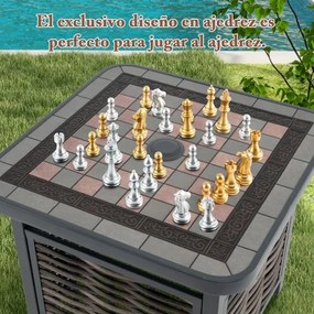 Mesa jardim de rattan PE com tampo de resina Estrutura metálica com furo para guarda-sol 55 x 55 x 50 cm Preto e Castanho