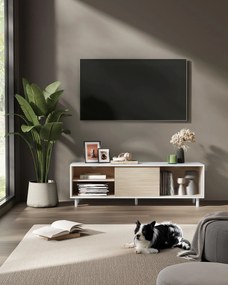 Móvel TV de montagem super-rápida moderno 140 x 39 x 45 cm branco-natural bege