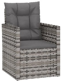 3 pcs conjunto lounge exterior c/ almofadões vime PE cinzento