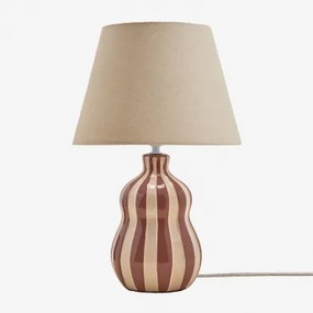 Candeeiro De Mesa ↑40 Cm Em Cerâmica E Linho Jolira Terracota - Sklum