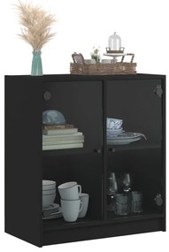 Armário de apoio c/ portas de vidro 68x37x75,5 cm preto