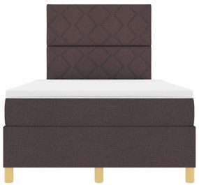 Cama Box com Colchão e LED Castanho Escuro 120x190 cm Tecido