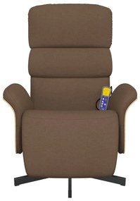Cadeira de massagens reclinável c/ apoio de pés tecido castanho