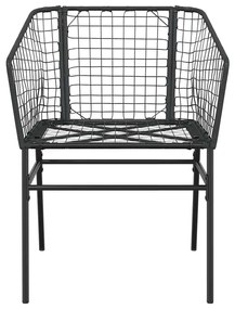 Conjunto de jantar jardim 5 peças vidro vime PE preto