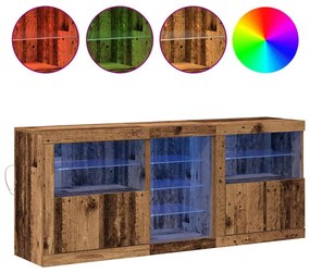 Aparador com Luzes LED Madeira Antiga 162x37x67 cm Madeira Engenharia