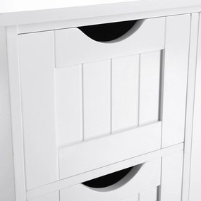 Armário de casa de banho estreito com 4 gavetas 30 x 55 x 82 cm Branco