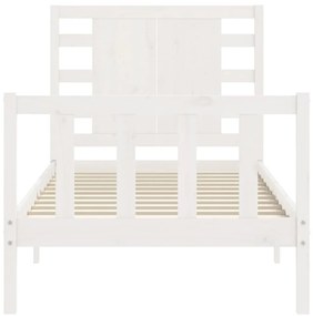 Estrutura cama de solteiro c/ cabeceira madeira maciça branco